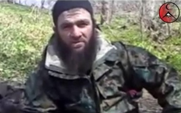 This undated frame grab image taken from files made available by IntelCenter and taken from a video posted on a pro-rebel website purports to show Chechen militant leader Doku Umarov.